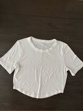 Lululemon Simple White Ribbed Crop Top